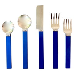 40 Pieces, 8 Place Settings, Sasaki Elektra Blue Cutlery Designer David Tisdale