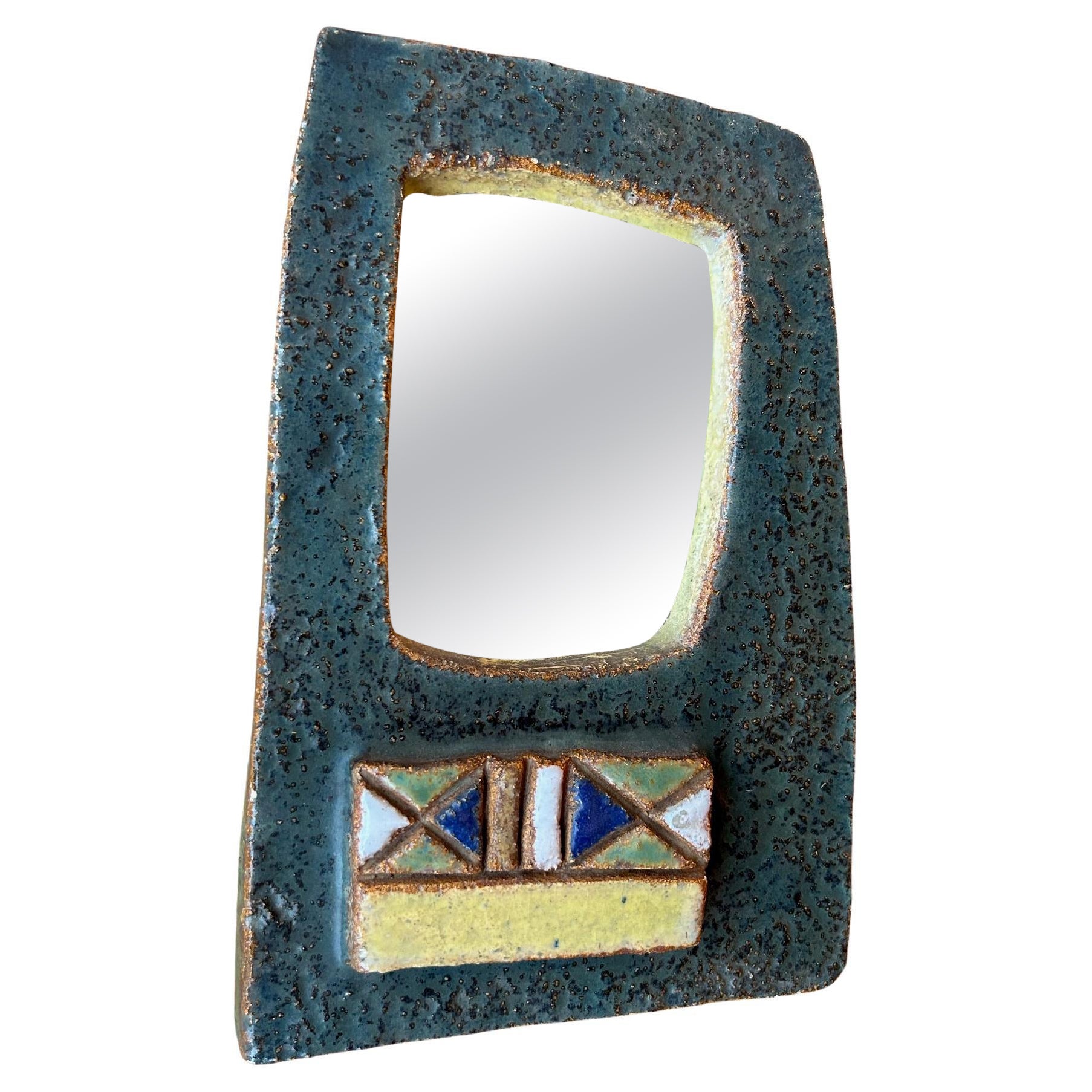 Ceramic mirror by les Argonautes, France, 1960's For Sale