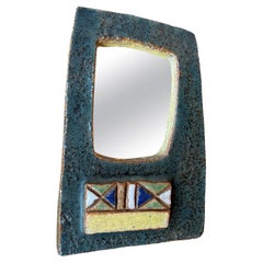 Ceramic mirror by les Argonautes, France, 1960's