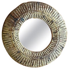 Espejo circular de cerámica de Barbara Delfosse, La Borne, años 60