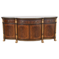 E. J. Victor Regency Carved Flame Mahogany and Gilt Sideboard or Bar Cabinet