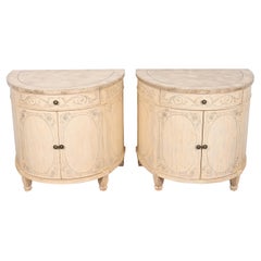 Drexel Heritage Italian Neoclassical Demilune Cabinets, Pair