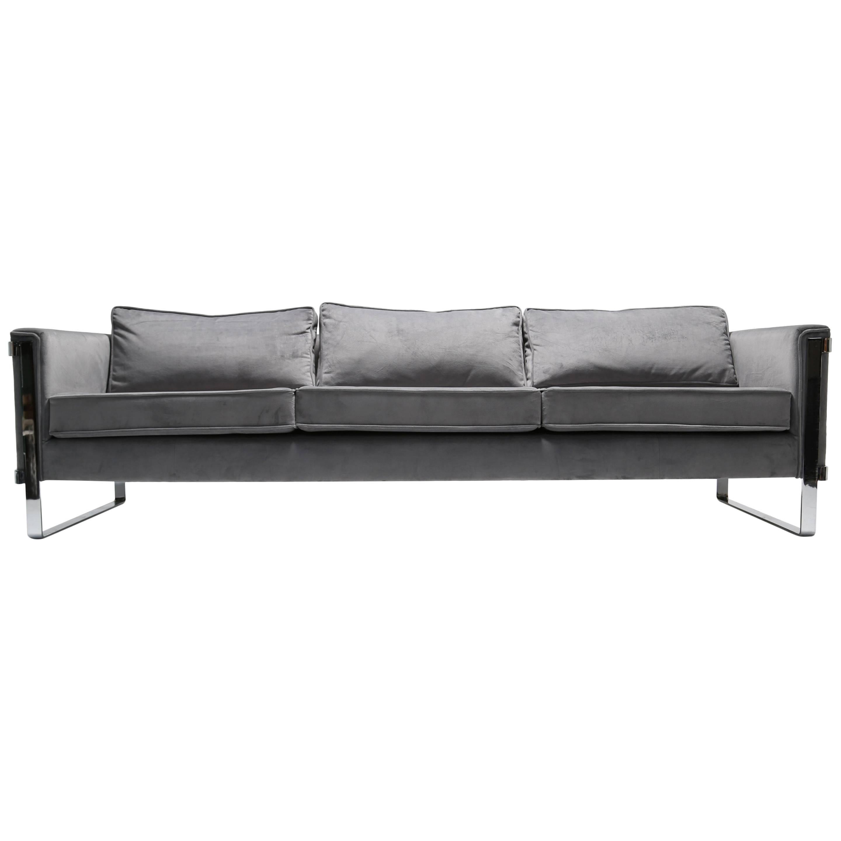 Chrome Sofa by Selig in a Milo Baughman Style