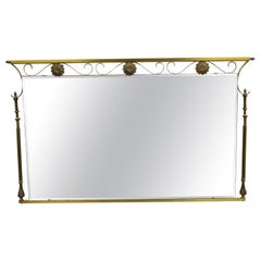 Large Vintage Brass Scrolling Frame Hollywood Regency Beveled Glass Wall Mirror