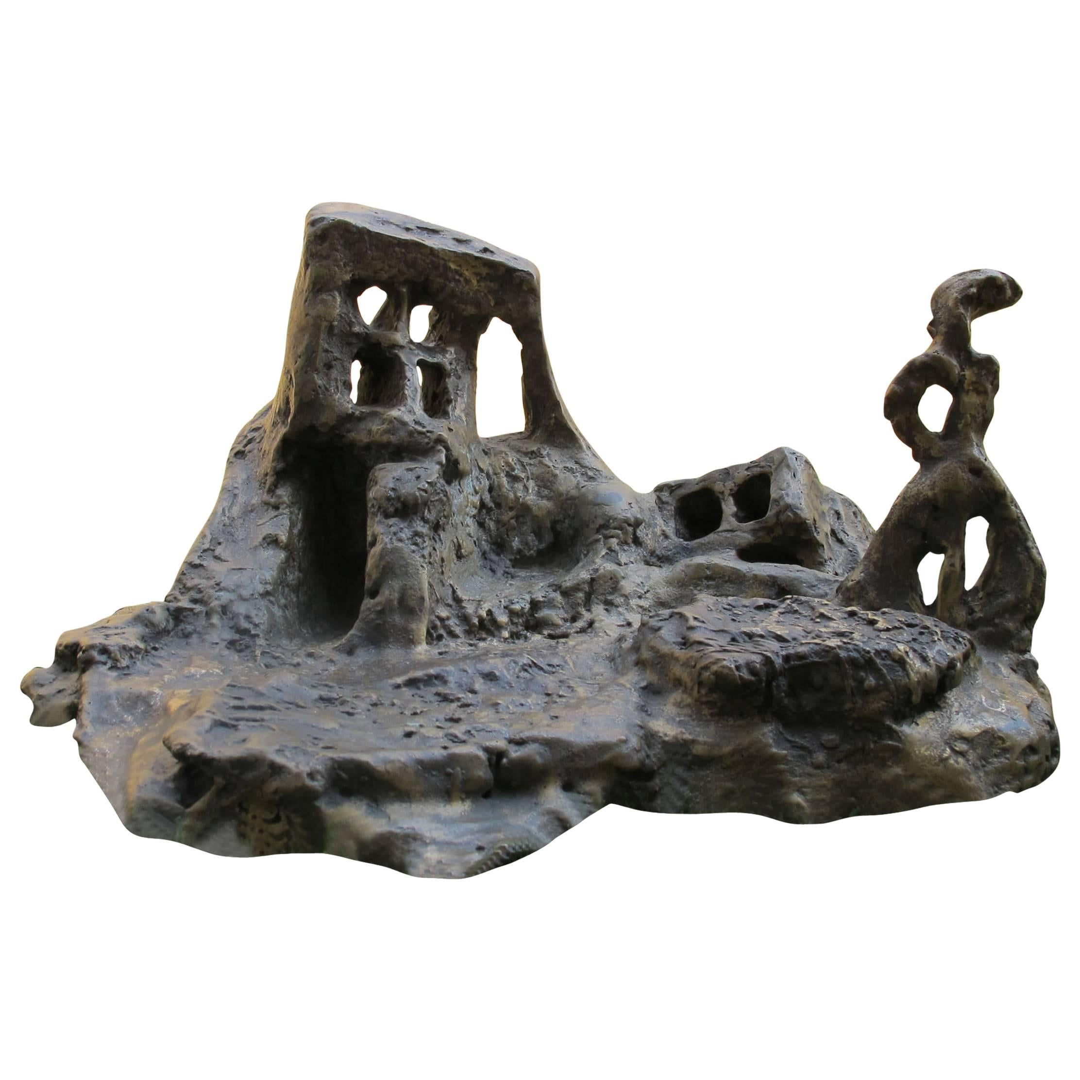 Bronze Sculpture "Sortie de Chaos, avec Silhouette" by Catherine Val For Sale