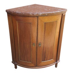 18th Century French Bowfront Corner Cabinet with Marble Top