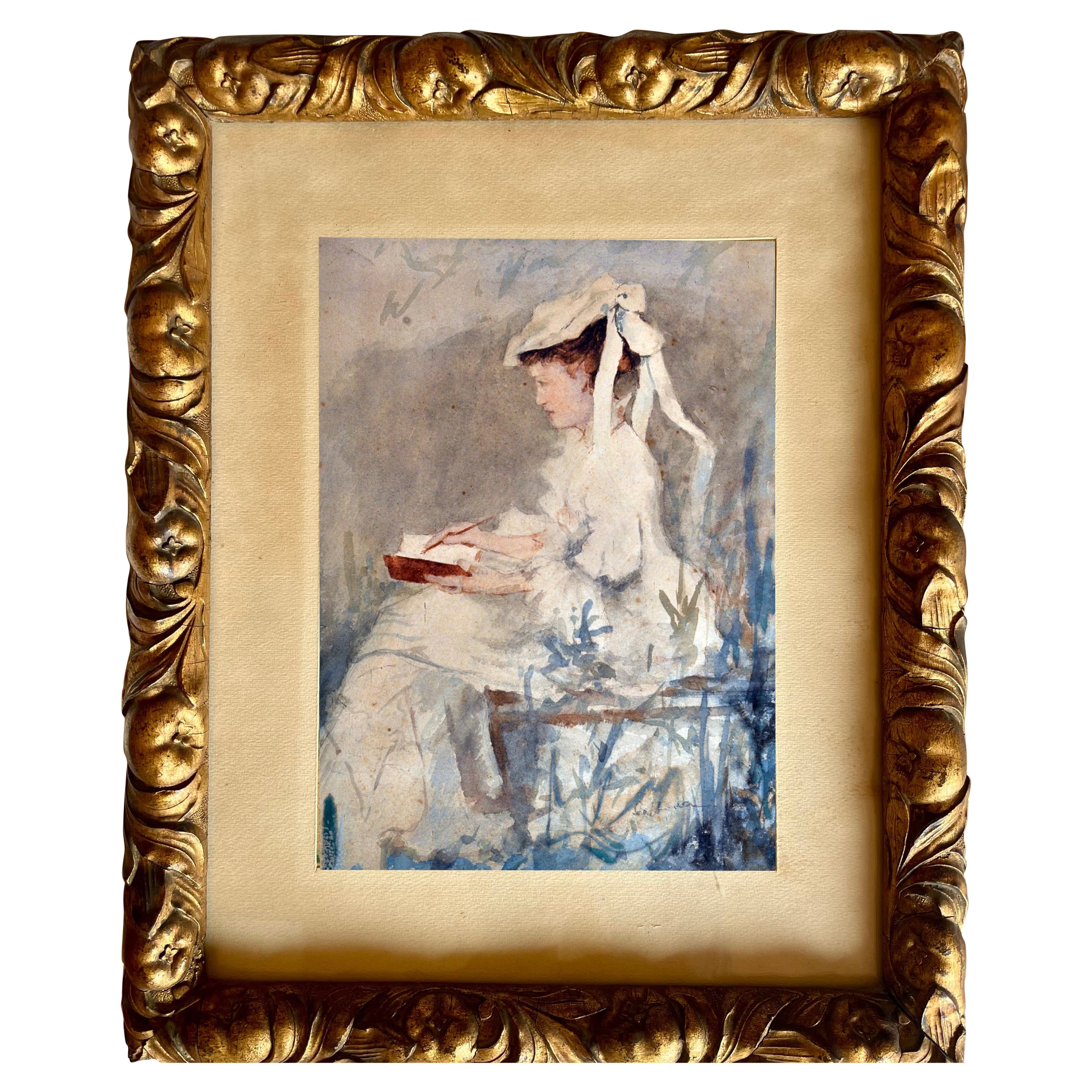 Eduardo Dalbono, Ritratto di signora dipinto en plein air, 1880