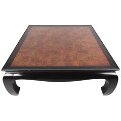 Vintage Burl Top Asian Style Cocktail Table