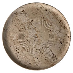 Beautiful Travertine Centerpiece with Concentric Circle Design, Italy, 1970s