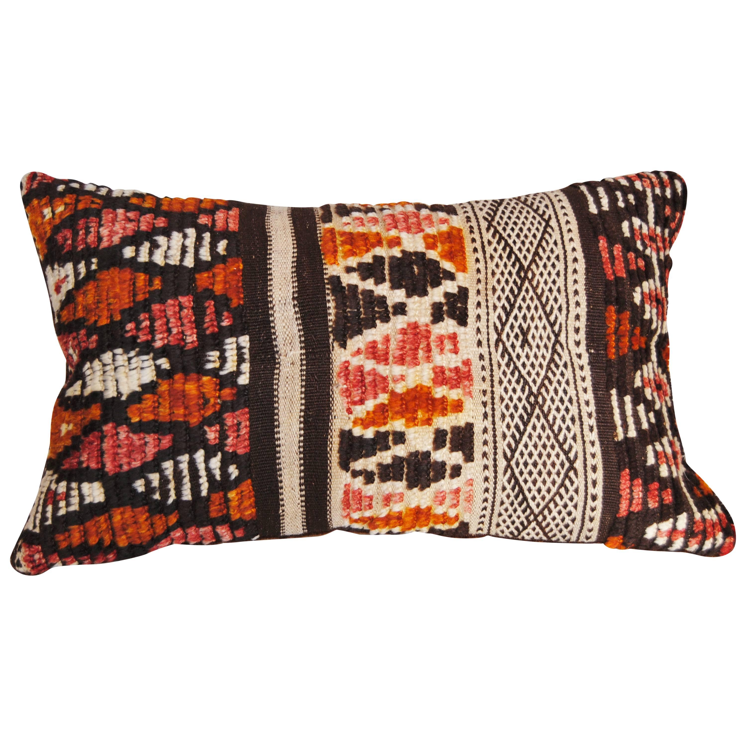Moroccan Custom Pillow Cut from a Vintage Hand-Loomed Wool Rug, Atlas Mountains For Sale