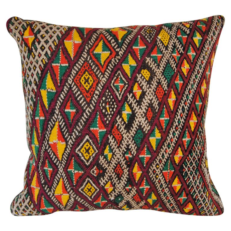 Custom Pillow Cut from a Vintage Moroccan HandLoomed Wool Berber Rug