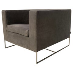 Minotti "Klee" Armchair - In Grey Alcantara