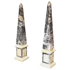French Pair of Late 19th Century Marble Obelisks