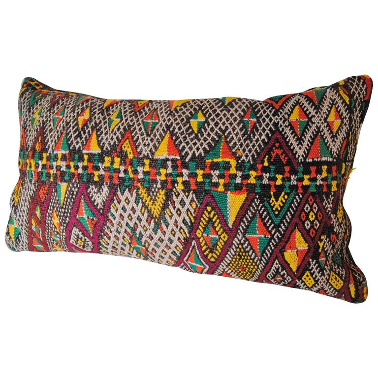 Custom Pillow Cut from a HandLoomed Wool Moroccan Rug, Atlas Mountains