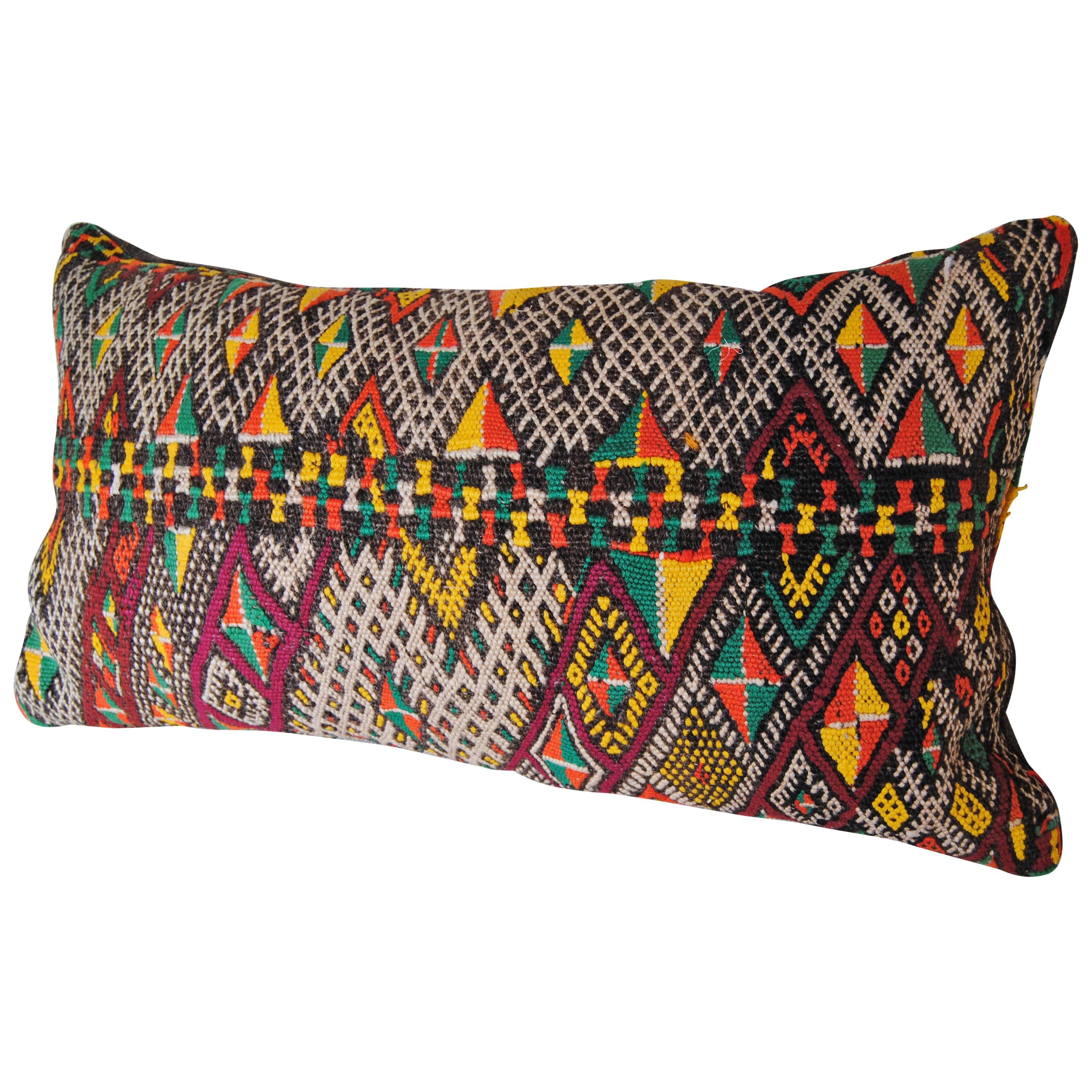 Custom Pillow Cut from a Moroccan Hand-Loomed Wool Rug, Atlas Mountains For Sale
