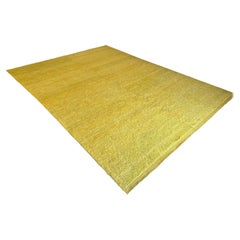 Modern Handmade Turkish Tulu Rug in Solid Yellow Color, Custom Options Available