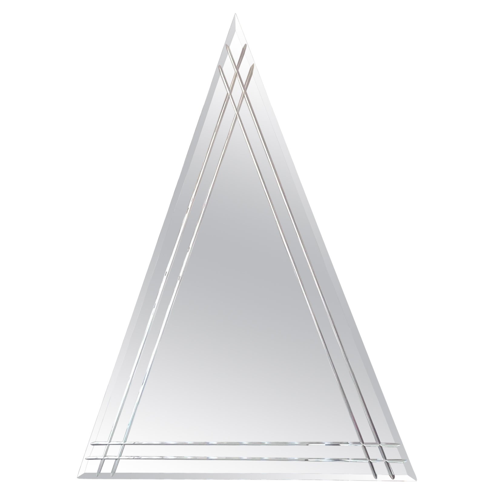 Espejo Vintage Triangular Grande de Pared con Decoración Biselada