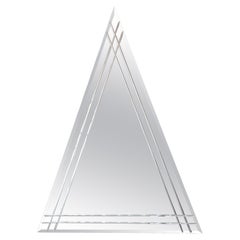 Espejo Vintage Triangular Grande de Pared con Decoración Biselada
