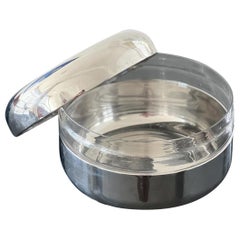 Vintage Space Age Vase/Fruit Big Centerpiece Bowl in Stainless Steel and Glass