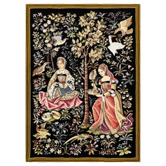 Medieval Petit Point Tapestry Around 1980 - 1m37hx1m00l - N° 1146