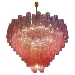 Pink Murano Glass Monumental Tronchi Chandelier or Ceiling Light