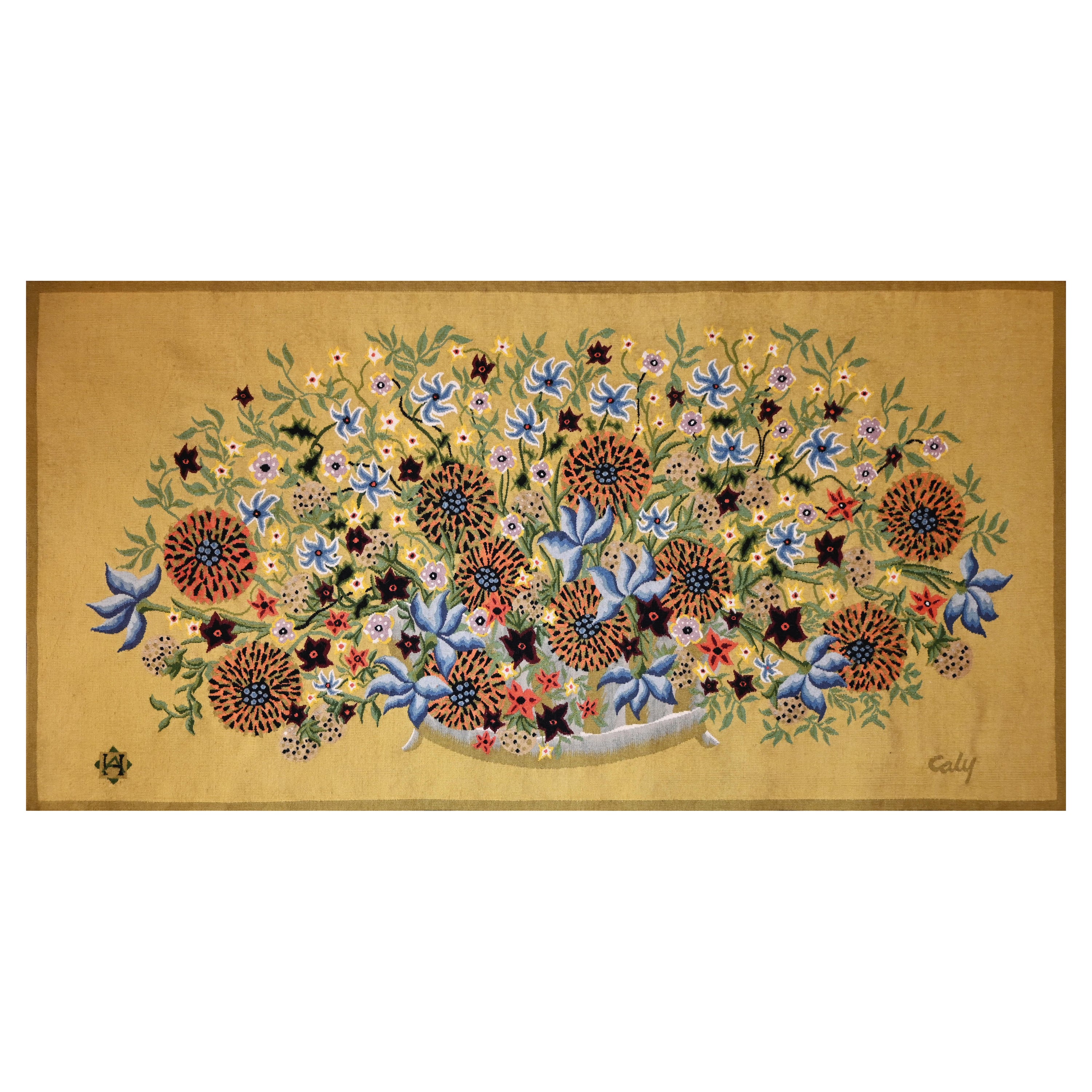 French Aubusson Tapestry - Odette Caly "Soleil d'Or" - Atelier Hamot - No. 1404