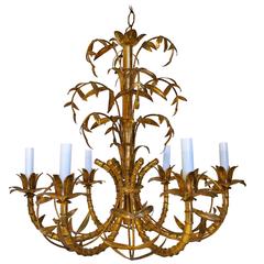 Beautiful Italian Faux Bamboo Gilt Chandelier