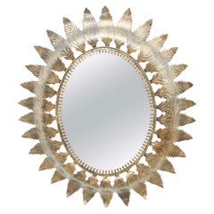 Mid-Century Modern Sunburst Mirror Brass, circa 1960
