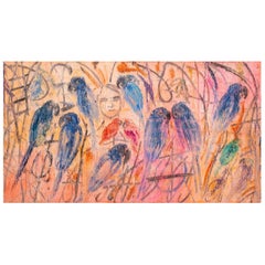 Hunt Slonem "Hyacinths" Oil on Canvas, 1995