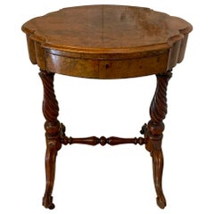 Antique Victorian Burr Walnut Work Lamp Table