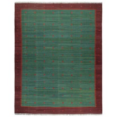 Rug & Kilim's Contemporary Solid Dhurrie Rug in Blue and Green Tones (tapis contemporain en dhurrie massif dans les tons bleus et verts)