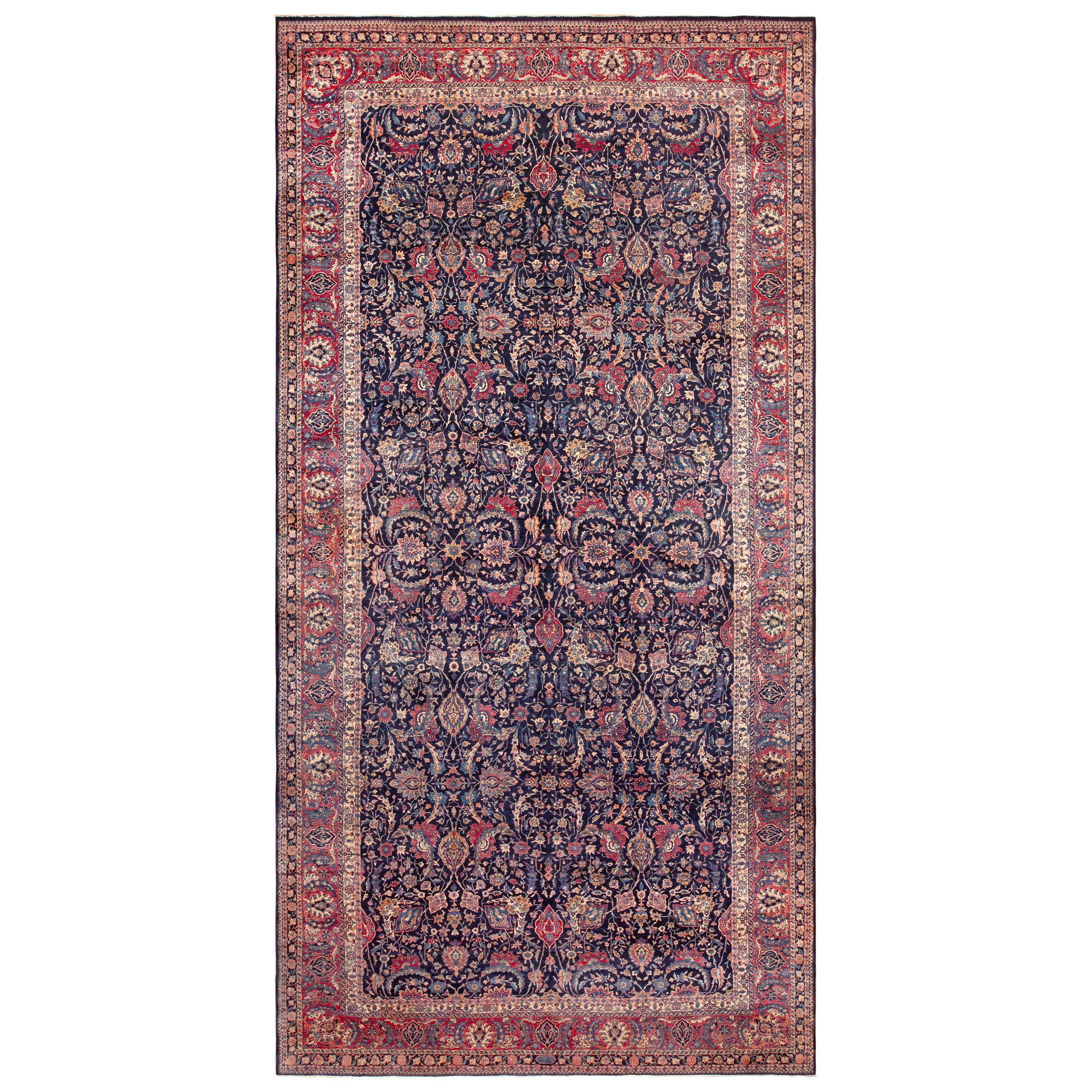 Mansion Size Antique Persian Kerman Floral Sickle Design Rug 12'8" x 26'
