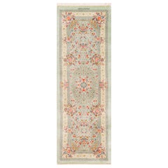 Vintage Persian Qum Silk Floral Medallion Hallway Runner Rug 2'3" x 6'7"