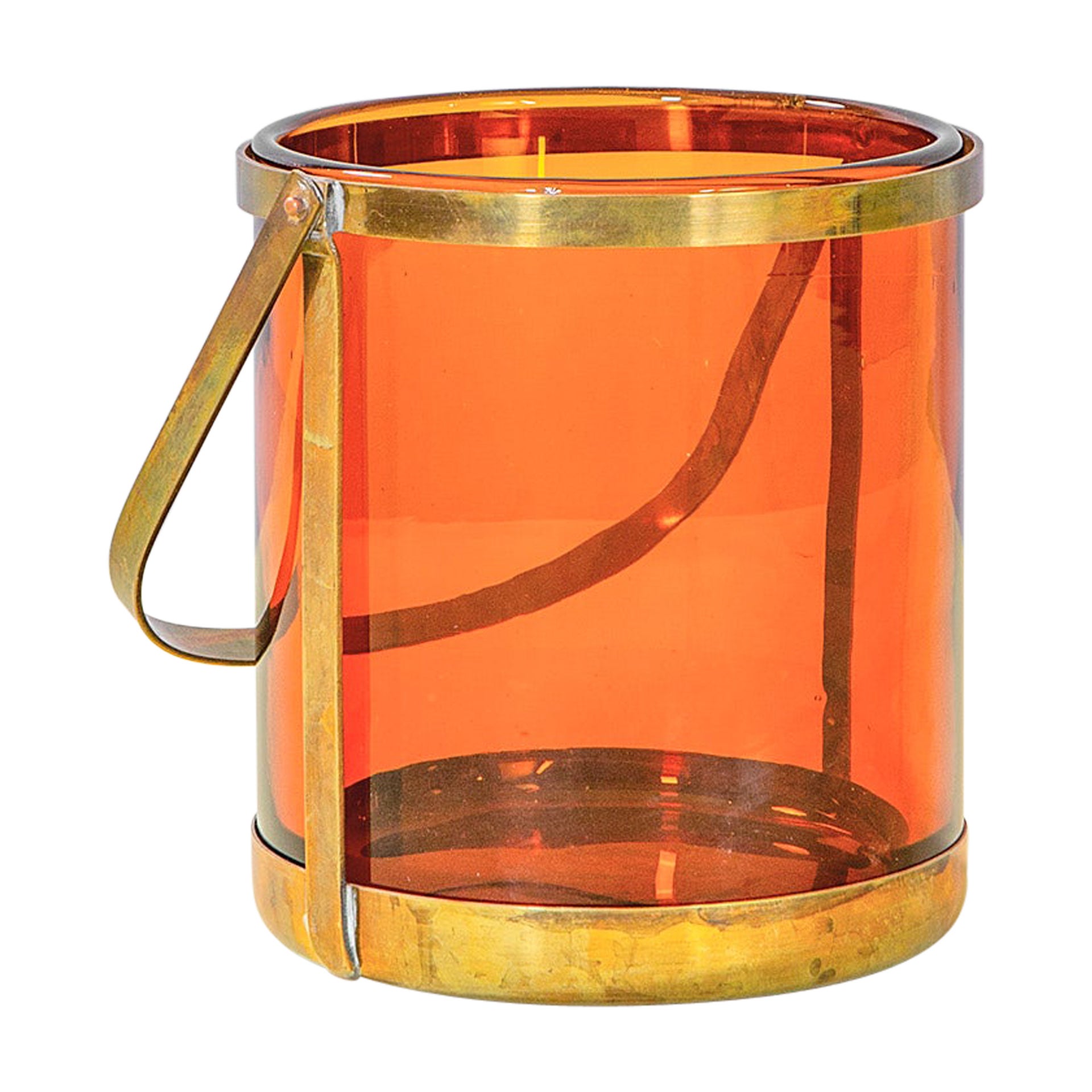 20th Century Fontana Arte Little Ice Basket in Colored Crystal and Brass, 50s