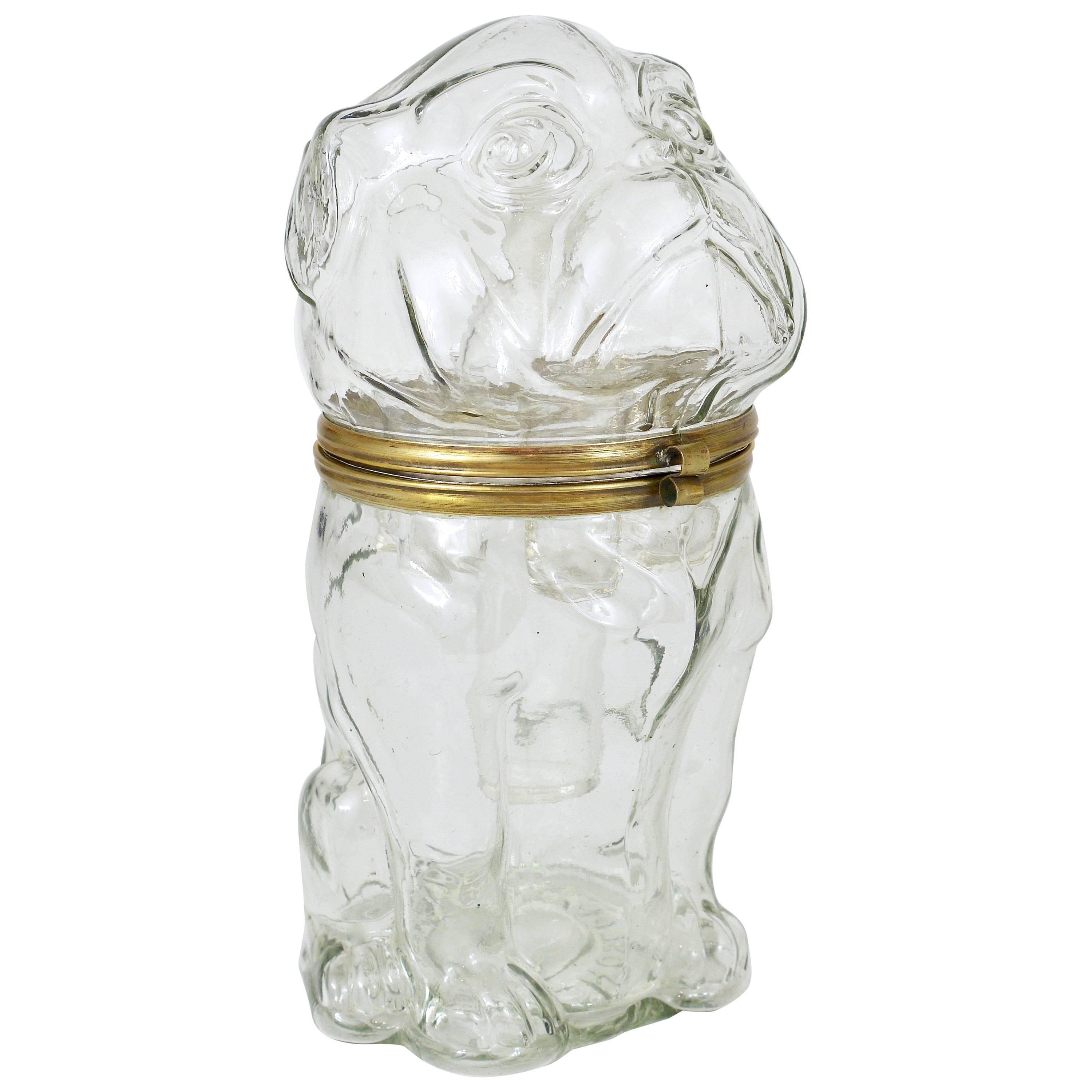 Extraordinary Bulldog Cordial Bar Set, Glass, 1920s, Czechoslovakia