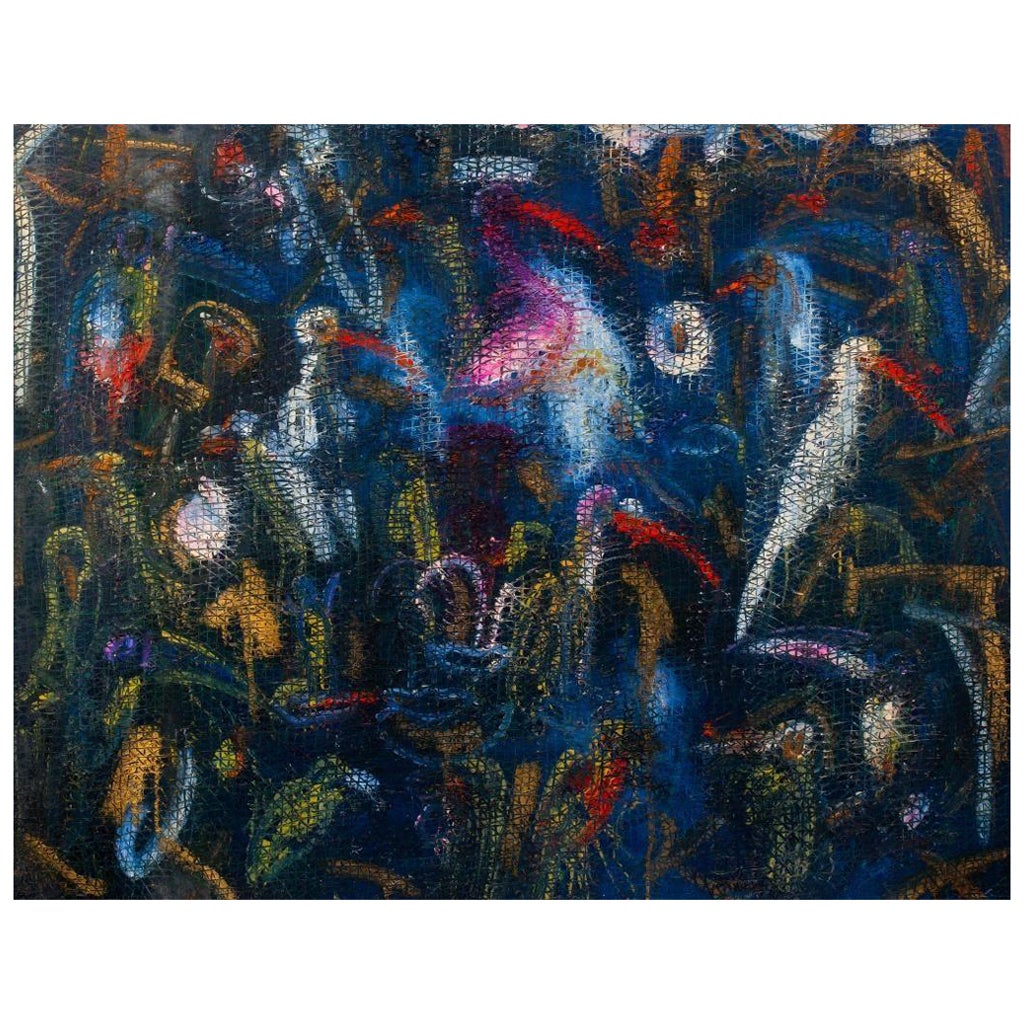 Hunt Slonem "Hornbills" Olio su tela, 1995