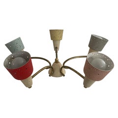 5 Armed Brass Colored Ceiling Light by Ernest Igl for Hillebrand, 1950s, Germany