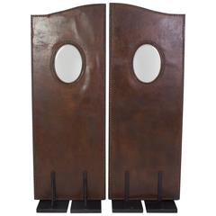 Pair of Brown Leather Doors