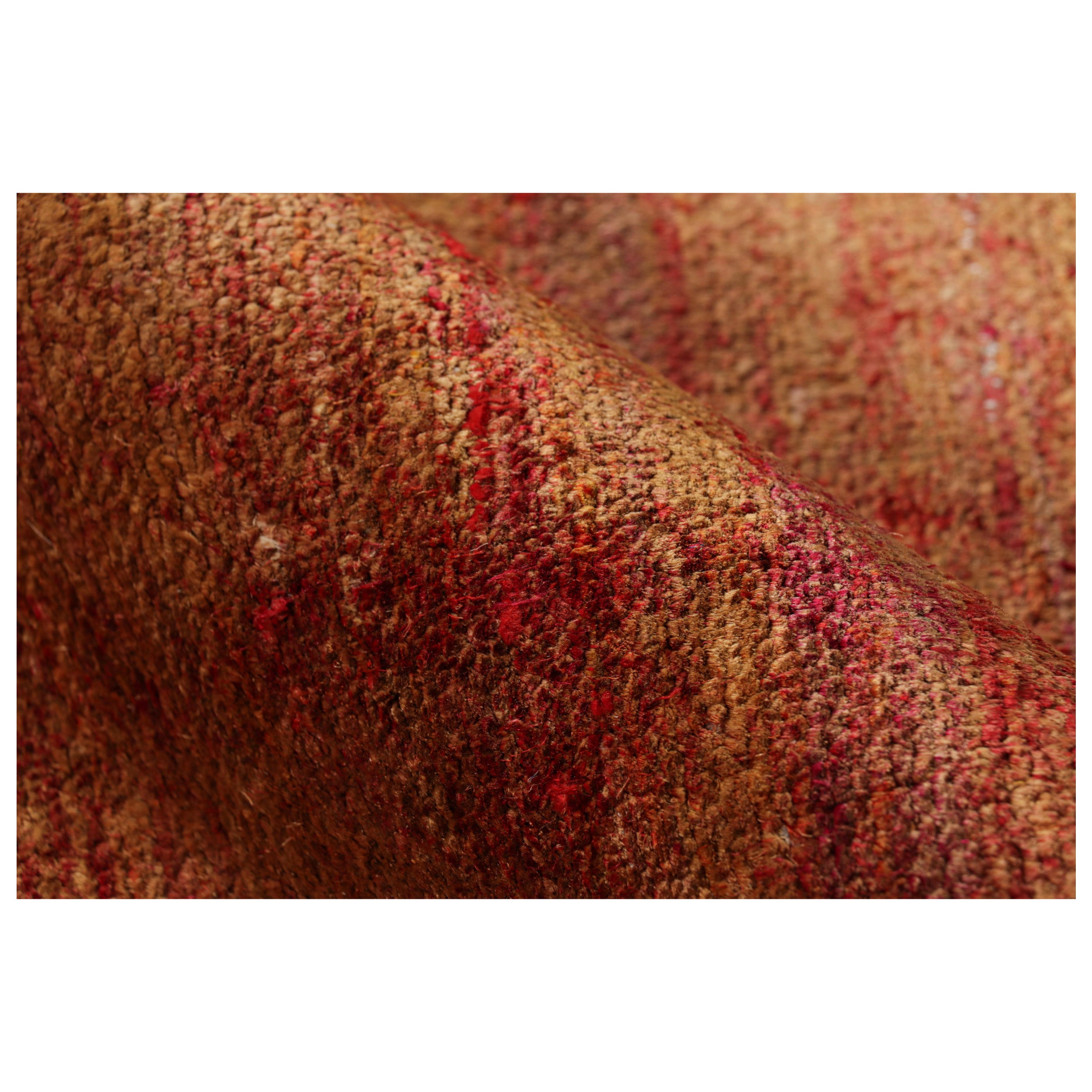 Rug & Kilim’s Contemporary Textural Rug in Red and Gold Tones For Sale