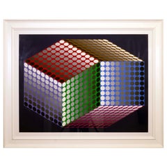 Victor Vasarely Togonne Signed Op Art Modern Serigraph 232/300 Framed 1987