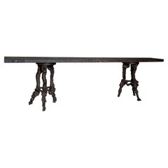 Large primitive organic Console Side Table with reclaimed Top and Bases