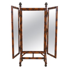 Theodore Alexander Faux Bamboo Three Way Tri-Fold Dressing Mirror