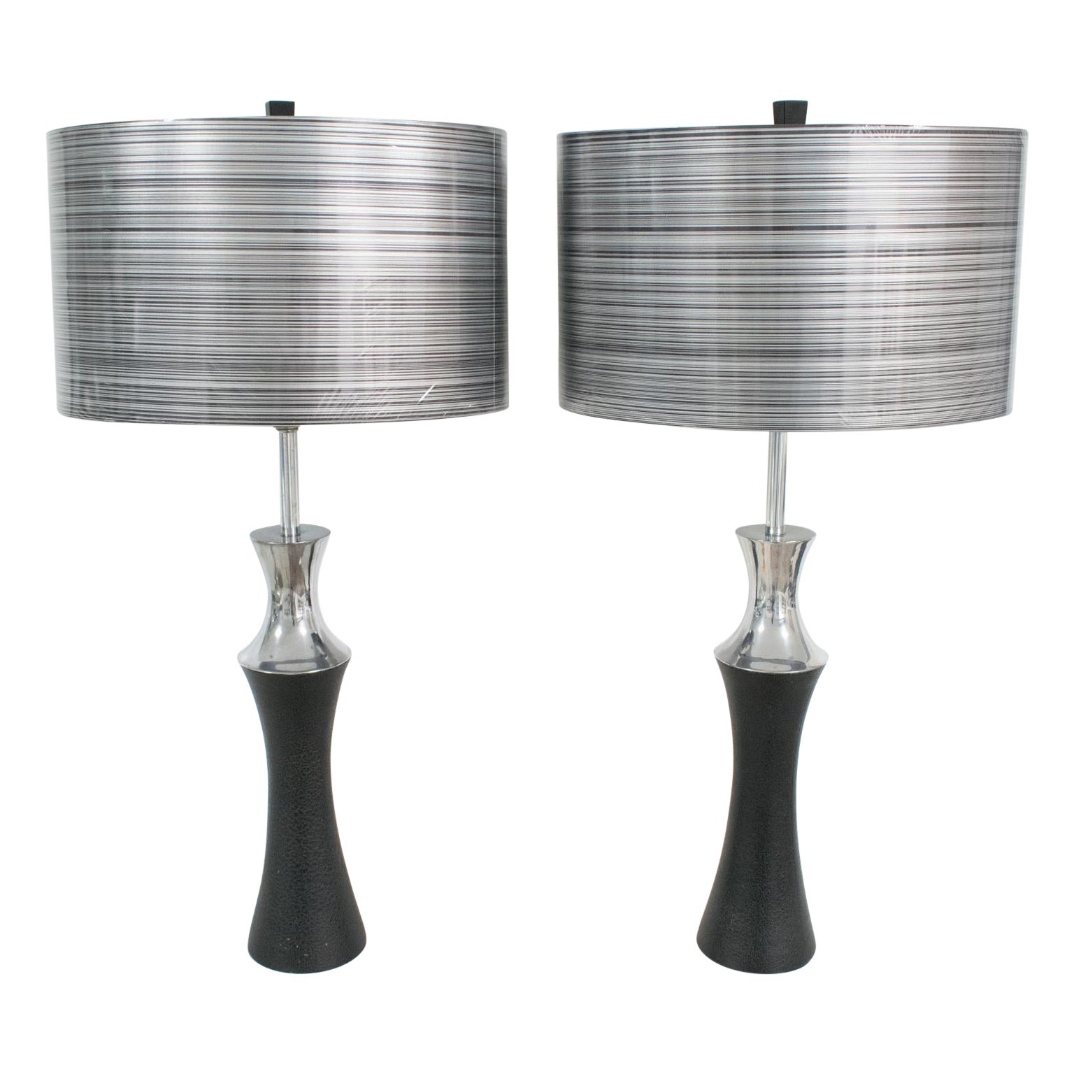 American Mutual Sunset Modernist Aluminum Pair of Table Lamps For Sale