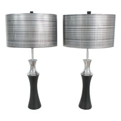 Vintage American Mutual Sunset Modernist Aluminum Pair of Table Lamps