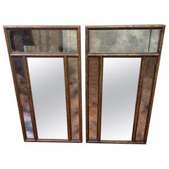 Pair of Mid Century Bronzed Trellis Mirrors