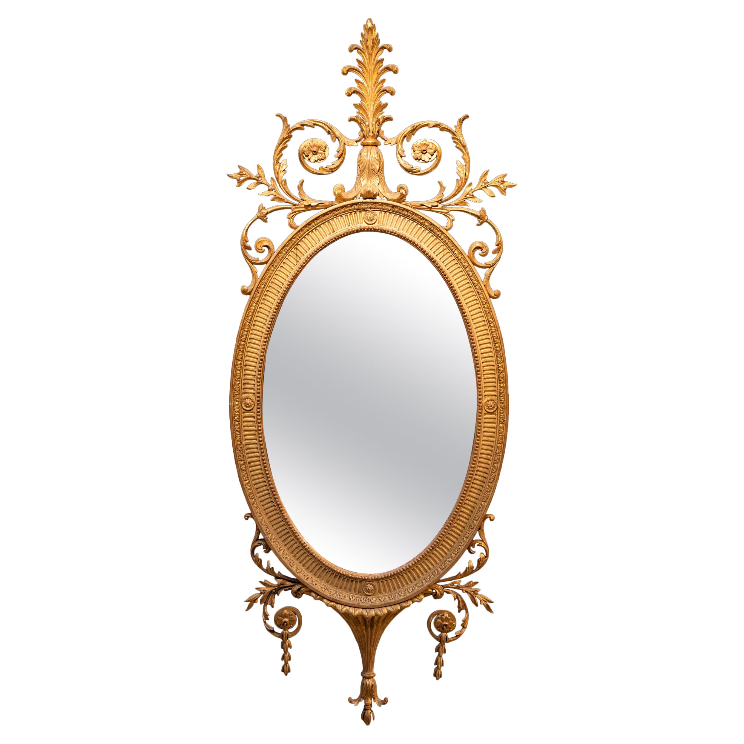 Miroir mural ovale de la fin du 18e siècle dans le style de Robert The Adams en vente