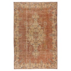 Tappeto vintage in lana turca fatto a mano di 7x10,5 piedi in morbido rosso e beige