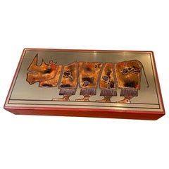 Wood and stainless steel rhinoceros box by Jean-Pierre Chevalier, circa 1970