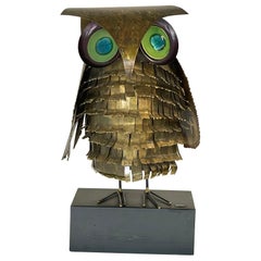 Large Brass Owl Sculpture by Curtis Jere, 1968