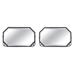 French Art Deco Pair of Wrought Iron Mirrors, ca.1930